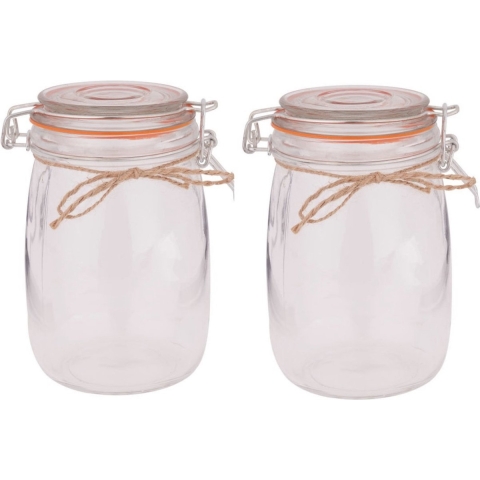 4x Weckpotten/inmaakpotten 1000 ml 17 cm met beugelsluiting -
