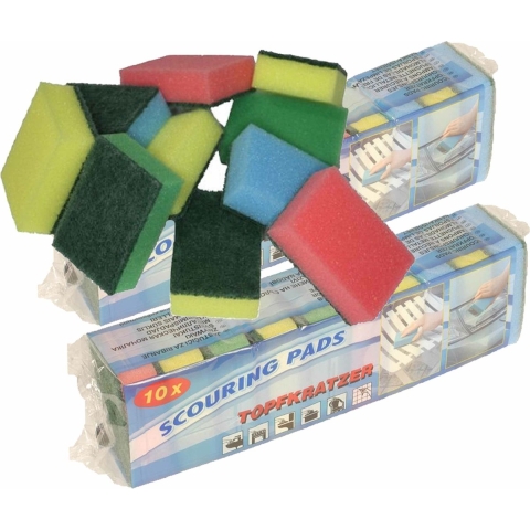 Schuursponsjes - 100x - multicolor - schuim/schuurspons - 9 x 6 x 3 cm - afwassponsjes -