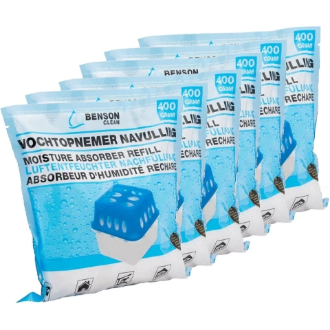 Benson Vochtopnemer / vochtvanger navulling - 6 stuks - 400 gram per stuk -
