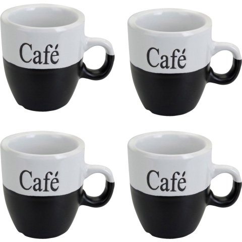 Koffiemok - set 8x stuks - zwart - keramiek - 150 ml -