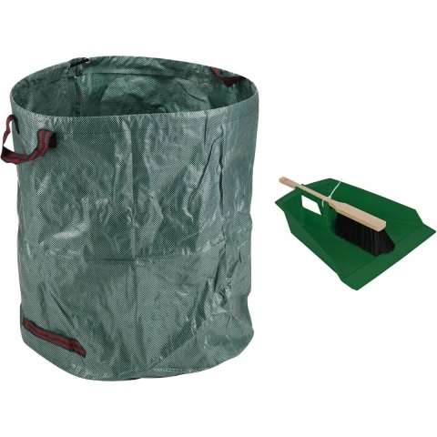 Groot stoffer/blik groen 43 cm met tuinafvalzak 272L voor tuinafval/bladeren -