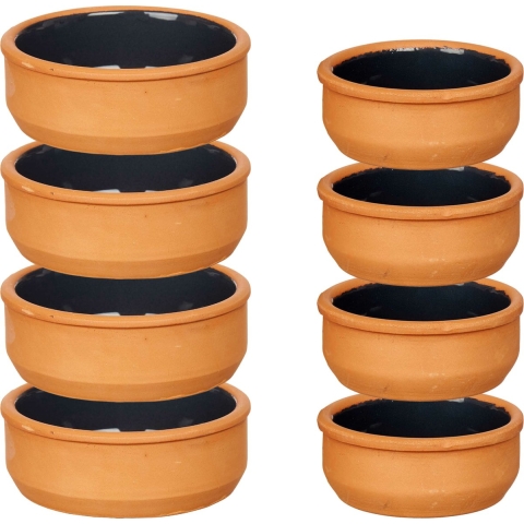 Set 12x tapas/creme brulee schaaltjes - terra/zwart - 6x 8 cm/6x 12 cm -
