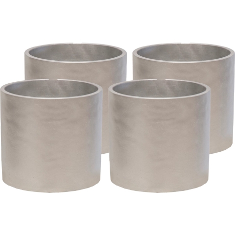 Plantenpot/bloempot - 4x - keramiek - zilver - D11 x H10 cm -