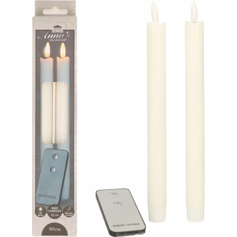 LED dinerkaarsen - 4x - wit - 23 cm - met afstandsbediening -