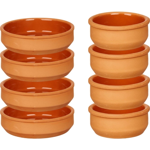 Set 10x tapas/creme brulee schaaltjes - terra/bruin - 6x 8 cm/4x 16 cm -