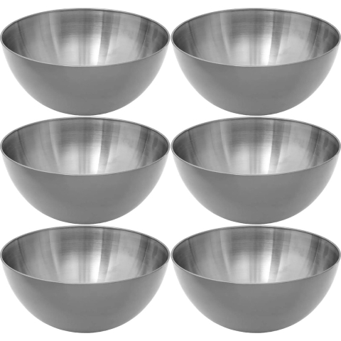 Set van 6x stuks - Slakommetjes/schaaltjes - rvs metaal - D19 cm -