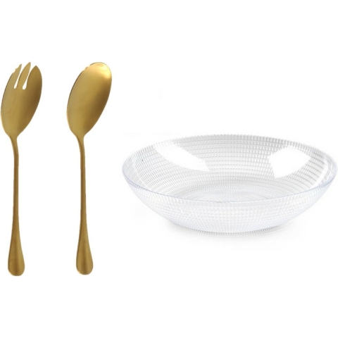 Plastic Forte Slakom/schaal met gouden slacouvert - Kunststof - D30 cm -