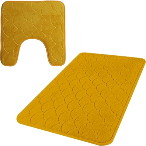 Urban Living badkamer droogloop matjes - set 2x stuks - memory foam - okergeel -