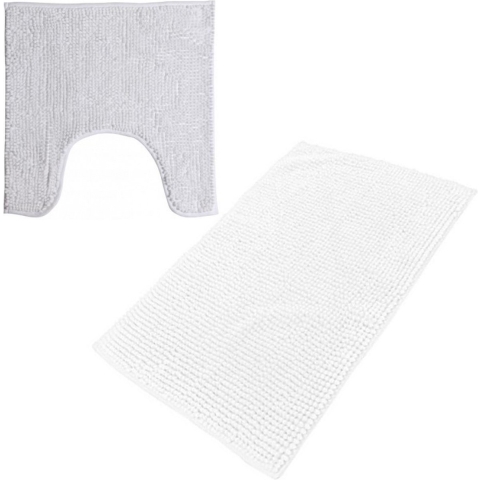 Urban Living badkamer droogloop matjes/tapijt - set 2x stuks - polyester - parel wit -