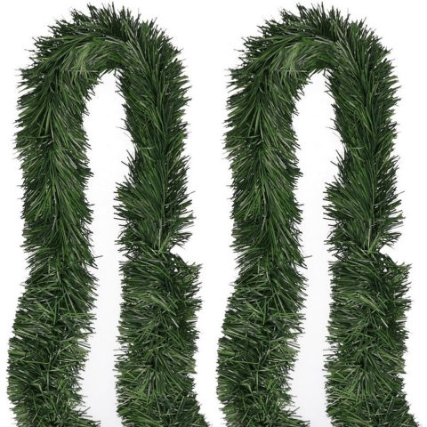 2x Groene kerstslingers 5 m -