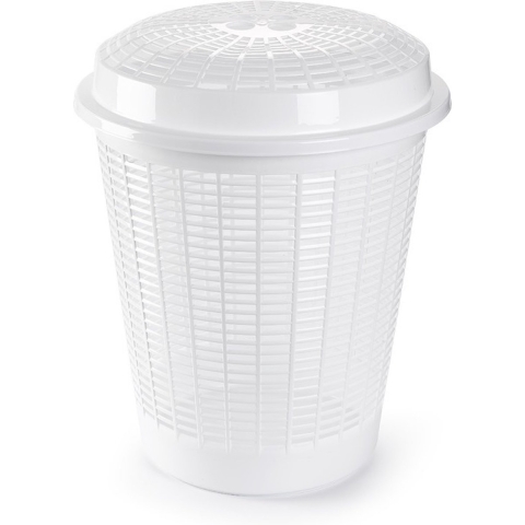 PlasticForte Wasmand met deksel - 50 liter - wit - rond - D45 x H57 cm -