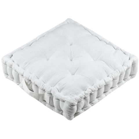 Stof Textile Vloerkussen Maxime - wit - katoen - 45 x 45 x 10 cm - vierkant - Extra dik -