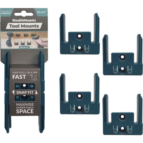 StealthMounts TM-MK18-BLU-4 Machinehouder voor Makita LXT | Blauw | 4-pack - TM-MK18-BLU-4