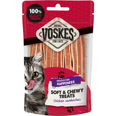 Voskes Soft & Chewy kip sandwiches kattensnack (60 g) 10 stuks
