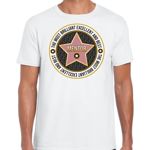 Cadeau t-shirt voor heren - mentor - wit - bedankje - verjaardag M -