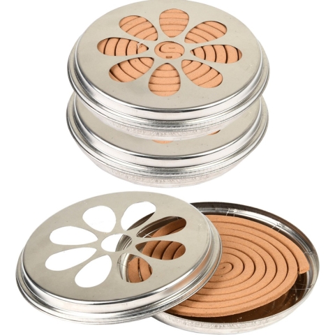Blik met citronella wierook spiralen - 3x - 14 cm - 6-12 branduren - citrusgeur -