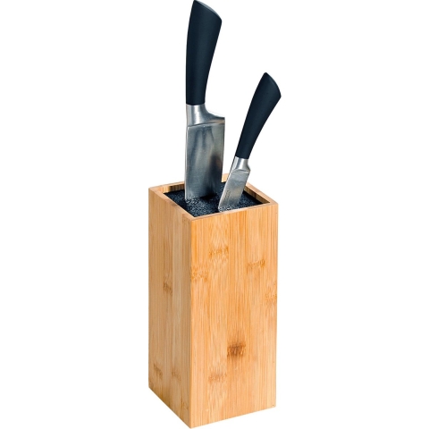 Keuken messenblok - Bamboe - 10 x 10 x 23 cm - lichtbruin - universele houder -