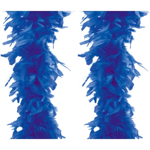 Carnaval verkleed veren Boa - 2 stuks - blauw - 180 cm -