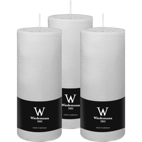 Cilinderkaars/stompkaars - 3x - rustieke kaars - wit - 7 x 16 cm - 66 branduren -