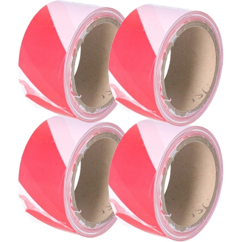 Markeringstape - wit en rood - 4x rol - 50mm x 1m - binnen/buiten -