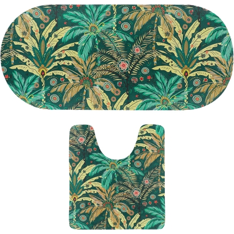 Tendance badkamer matten set Jungle Fever - toiletmat/badmat lang - microfiber - antislip -