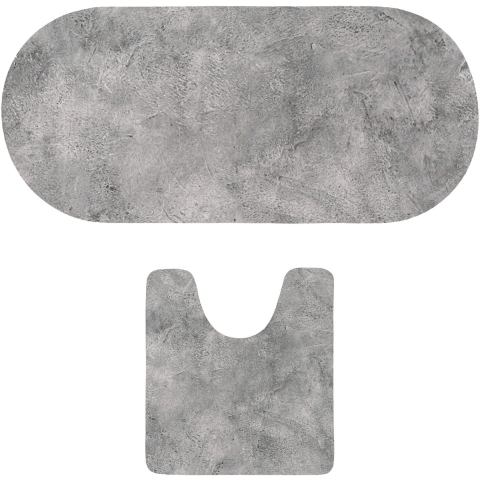 Tendance badkamer matten set Calm Concrete - toiletmat/badmat lang - microfiber - antislip -