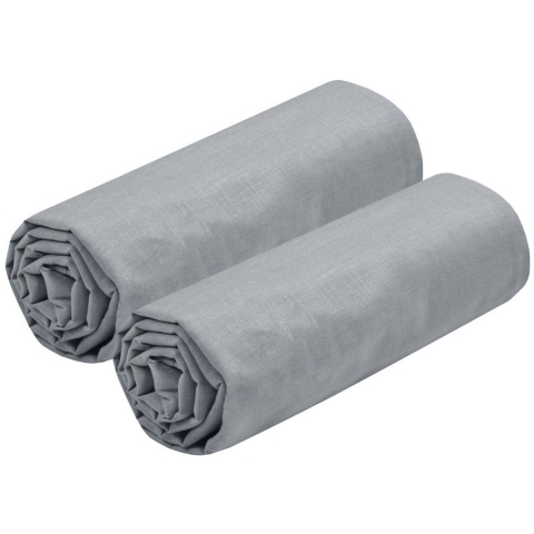 Hoeslaken Eden - 2x - 1-persoons - 90 x 190 cm - lichtgrijs - hotelkwaliteit - katoen - 30 cm dikte -