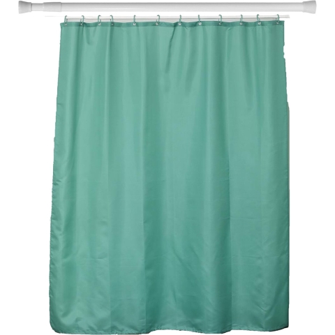Douchegordijn en ophangstang - uitschuifbaar 70-120 cm - turquoise - met ringen -