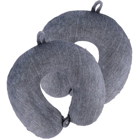 Nekkussen Heather - 2x - grijs - met ophangclip - polyester - reiskussen voor onderweg -