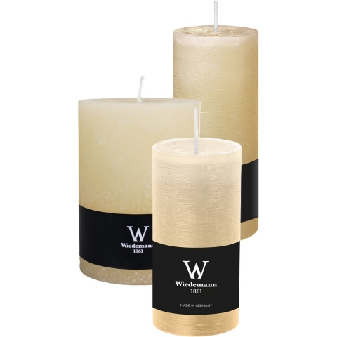 Cilinderkaarsen/stompkaarsen - set van 3 - rustieke kaars - creme wit - 10x14/7x16/6x12 cm -