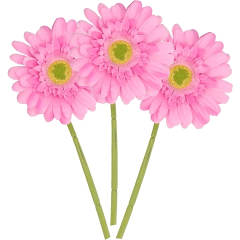 Kunstbloem Gerbera - 5x - 72 cm - roze - Real Touch - kunst zijdebloemen -