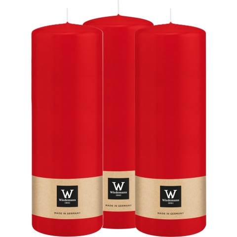 Cilinderkaars/stompkaars - 3x - rood - 20 x 7 cm - 103 branduren -