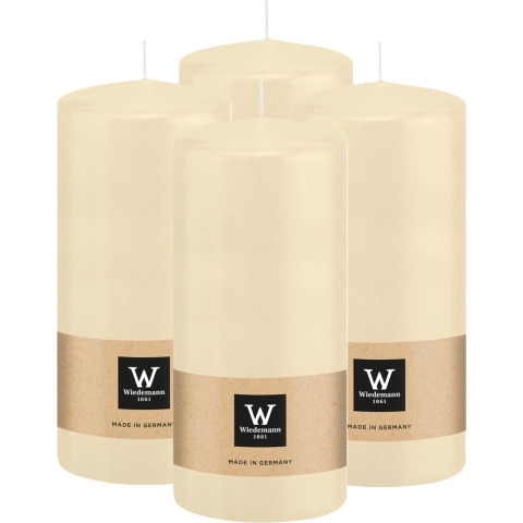 Cilinderkaars/stompkaars - 4x - creme wit - 15 x 7 cm - 63 branduren -