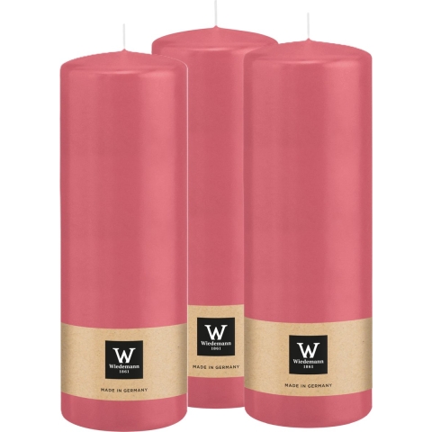 Cilinderkaars/stompkaars - 3x - roze - 20 x 7 cm - 103 branduren -