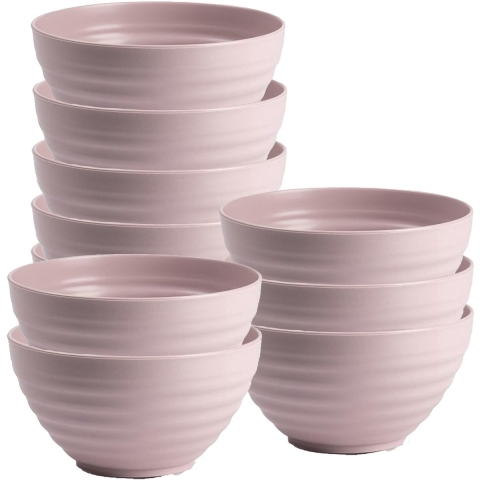 Plasticforte Soepkommen - 10x - D15 x H8 cm - oud roze - kunststof - onbreekbaar - servies -