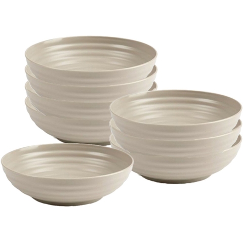 Plasticforte Soepkommen - 8x - D19 x H5.5 cm - taupe - kunststof - onbreekbaar - servies -