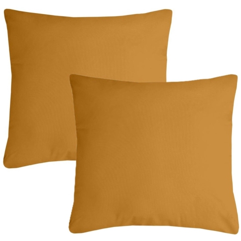 Stof Textile sierkussen Nelson - 2x - okergeel - 60 x 60 cm - bank kussens - polyester -