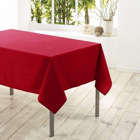 Tafelkleed voor binnen - Rood - polyester - 140 x 200 cm - Basic eettafel tafelkleden -