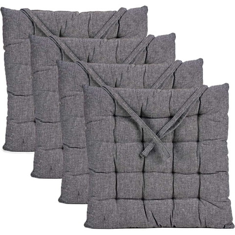 Giftdecor Stoelkussen Decorama - 4x - binnen/buiten - donkergrijs - 40 x 5cm - polyester -