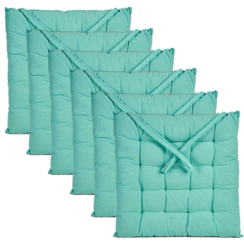 Stoelkussen Decorama - 6x - binnen/buiten - mintgroen - 40 x 40 x 5 cm - polyester -