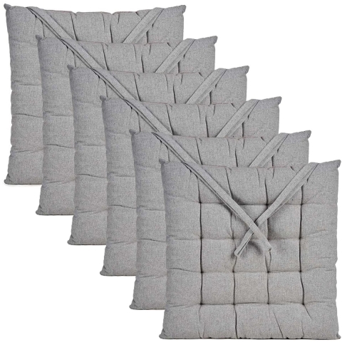 Stoelkussen Decorama - 6x - binnen/buiten - lichtgrijs - 40 x 40 x 5cm - polyester -