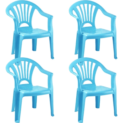 Trendoz Stoeltje voor kinderen - 4x - lichtblauw - 50 cm - binnen en buiten - kunststof -