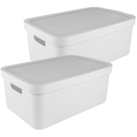 Sunware opbergbox Sigma Home met deksel - 2x - kunststof - 45 liter - wit -