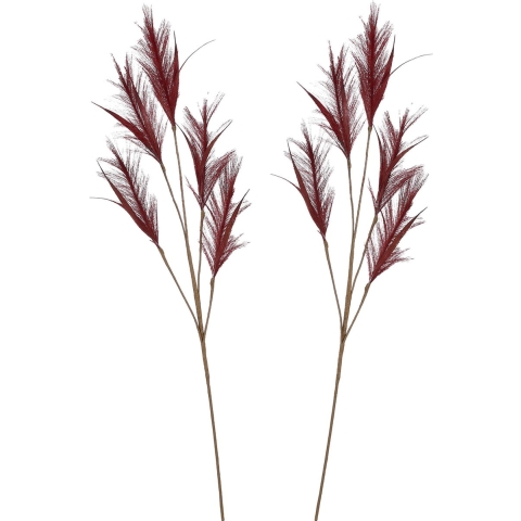 Pluimgras losse steel/tak - 2x - meerdere stengels - bordeaux rood - 98 cm - Decoratie pluimen -