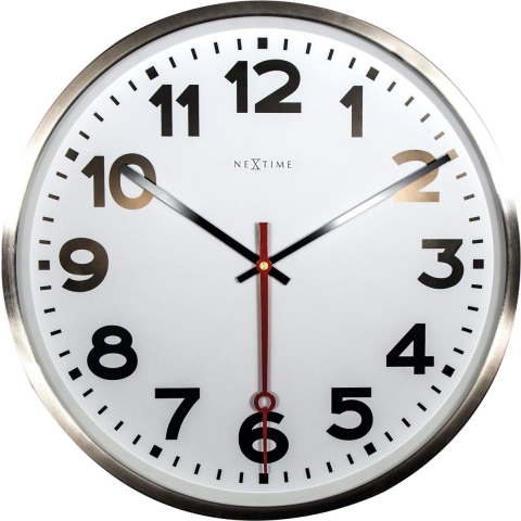 NeXtime NE-3127AR Wandklok Dia. 55 Cm, RVS, 'Super Station'