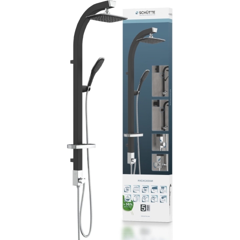 Schutte MADAGASKAR hoofddouche set | zwart-chroom
 - 60060 60060