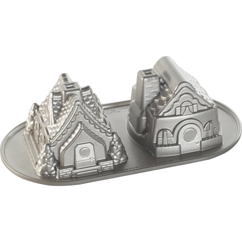 Nordic Ware Bakvorm Gingerbread House Duet Zilver - 2 stuks