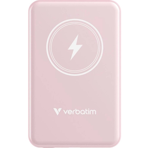 Verbatim Charge n Go Magnetic Wireless Powerbank 5000 mAh Fast Charge, Quick Charge 3.0, USB PD 3.0, Adaptive Fast Charge LiPo USB-C Pink