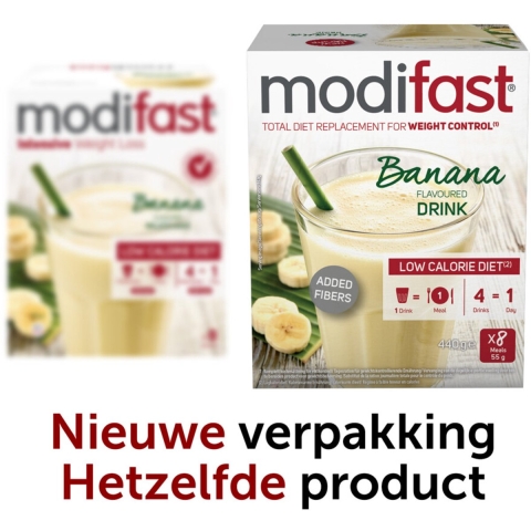 2x Modifast Intensive Milkshake Banaan 8 x 55 gr
