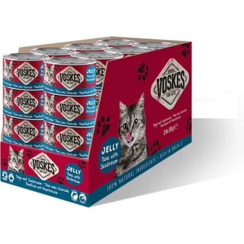 24x Voskes Kattenvoer Nat Tonijn met Zeebrasem 85 gr